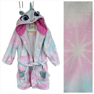 Girls St Eve Swim Cover Up Unicorn Heart Terry Pink/Blue Hooded Coverup Robe 5/6